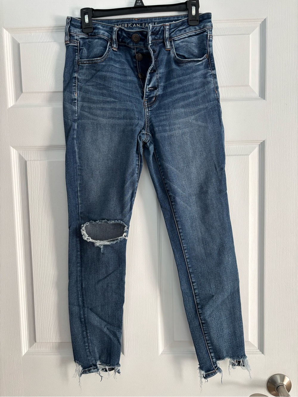 American Eagle High-Rise Distressed Skinny Jeans - Blue